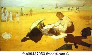 Oil On Paper Art Print - At The Beach