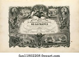 Grave Art Print - Atlas National Illustré Des 86 Départements Et Des Possessions De La France (Titre Gravé)