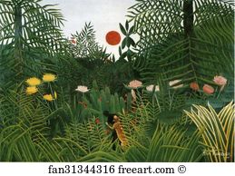 116 Art Print -  Attacked By A Jaguar. / Negre Attaque Par Un Jaguar