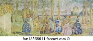 1904 05 Sketch For A Panel Watercolor Art Print - Autumn Evening