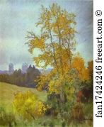 Pastel On Paper The Russian Museum Art Print - Autumn Landscape With A Church