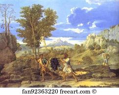 1660 1664 Oil On Canvas Louvre Art Print - Autumn. The Grapes From The Promised Land