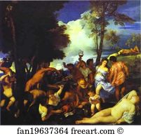 1523 Oil On Canvas Museo Del Prado Art Print - Bacchanal Of The Andrians