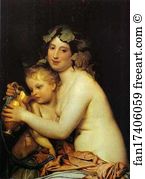 Feodor Bruni Art Print - Bacchante Giving Wine To Cupid