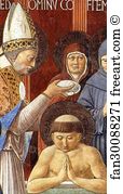 220 X 230 Apsidal Chapel Of Sant Agostino Art Print - Baptism Of St. Augustine. Detail