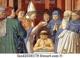Baptism Of St Augustine Art Print - Baptism Of St. Augustine. Detail