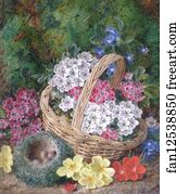 Basket Art Print - Basket With Flowers