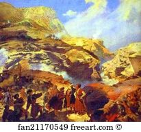 Grigory Gagarin Art Print - Battle Of Akhatle Between Russians And Circassians On May 8, 1841