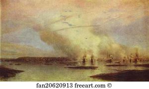 Alexey Bogoliubov Art Print - Battle Of Gangut On 27 July 1714