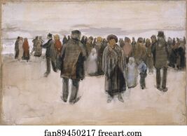 Scheveningen Art Print - Beach At Scheveningen / People Strolling On The Beach