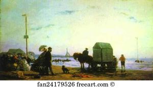 1863 Oil On Canvas Art Museum Art Print - Beach Scene, Trouville