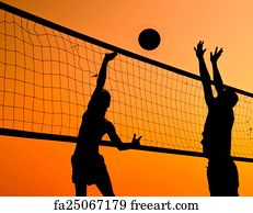 Free art print of Beach volleyball silhouette. A beach volleyball is a ...