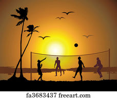 Free art print of Beach volleyball silhouette. A beach volleyball is a ...