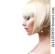 Free Art Print Of Haircut Beautiful Girl With Healthy Short Blond