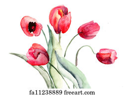 Free art print of Beautiful Tulips flowers, Watercolor painting ...