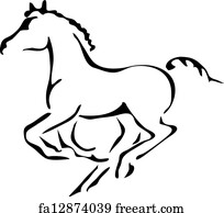 Free art print of Black and white vector outlines of jumping horse