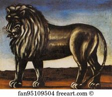 Oil On Oilcloth Private Collection Art Print - Black Lion