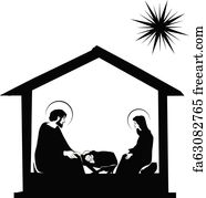 Free Art Print Of White Silhouette Nativity Scene. Nativity Scene With 