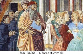 1464 65 Apsidal Chapel Of Sant Agostino Art Print - Blessing Of The Faithful At Hippo. Detail