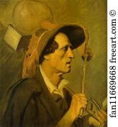 1863 Oil On Canvas The Tretyakov Gallery Art Print - Blind Musician. Study