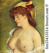 Bare Art Print - Blonde With Bare Breasts
