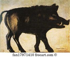 Oil On Oilcloth State Art Museum Of Georgia Art Print - Boar