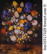 Jan Brueghel The Elder Art Print - Bouquet In A Clay Vase