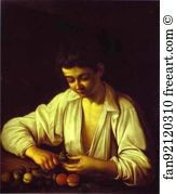 Peel Art Print - Boy Peeling A Fruit