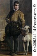 174 Art Print - Boy With A Greyhound
