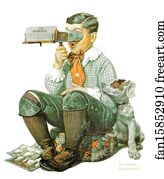 Excited Art Print - Boy With Stereoscope