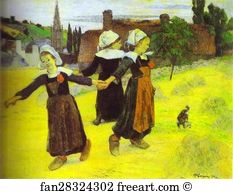 1888 Oil On Canvas The National Gallery Of Art Art Print - Breton Girls Dancing, Pont-Aven