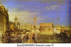 Turner Art Print - Bridge Of Sighs, Ducal Palace And Custom-House, Venice: Canaletti Painting