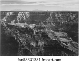 Above Art Print - Broad View With Detail Of Canyon, Horizon, And Mountains Above, "grand Canyon National Park, " Arizona. Photographs Of National Parks And Monuments, Compiled 1941 - 1942, Documenting The Period Ca. 1933 - 1942.