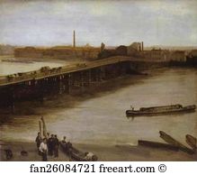 Battersea Art Print - Brown And Silver: Old Battersea Bridge