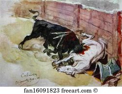 Vasily Surikov Art Print - Bull Battle. Seville