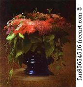 1884 Oil On Canvas The Tretyakov Gallery Art Print - Bunch Of Flowers. Phloxes