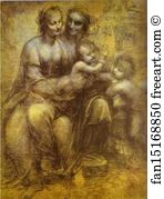 Anne Art Print - Burlington House Cartoon (Mary, Christ, St. Anne And The Infant St. John)