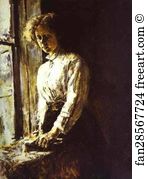 Mounted On Cardboard The Tretyakov Gallery Art Print - By The Window. Portrait Of Olga Trubnikova