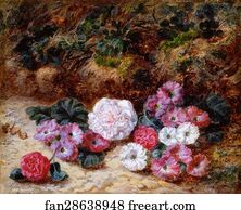 Primula Art Print - Camellias And Primulas