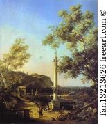 Reminiscence Art Print - Capriccio: River Landscape With A Column, A Ruined Roman Arch, And Reminiscences Of England