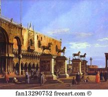 1743 Oil On Canvas Royal Collection Art Print - Capriccio: The Horses Of San Marco In The Piazzetta