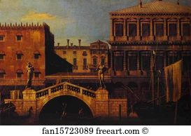 Ponte Art Print - Capriccio: The Ponte Della Pescaria And Buildings On The Quay