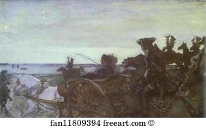 Setting Art Print - Catherine Ii Setting Out To Hunt With Falcons
