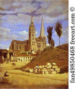 1830 Oil On Canvas Louvre Art Print - Chartres Cathedral