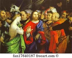 1530 Oil On Canvas The Louvre Art Print - Christ And The Adulteress