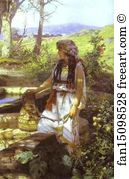 1890 Oil On Canvas The Lvov Picture Gallery Art Print - Christ And The Samaritan Woman. Detail