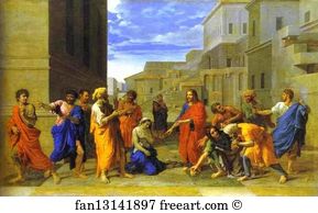 Christ And The Woman Taken In Adultery Art Print - Christ And The Woman Taken In Adultery