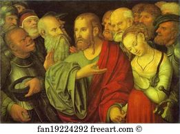 Lucas Cranach The Younger Art Print - Christ And The Woman Taken In Adultery