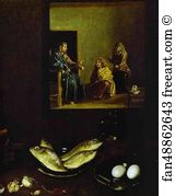 1618 Oil On Canvas National Gallery Art Print - Christ In The House Of Martha And Mary. Detail