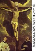 Christ On The Cross Art Print - Christ On The Cross Adored By Two Donors